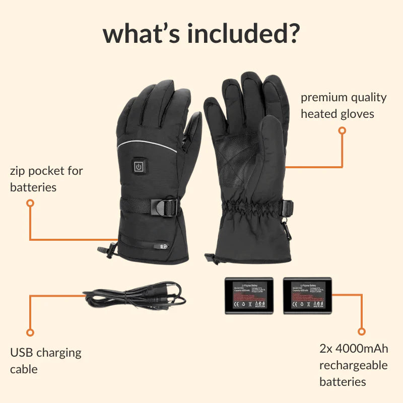 Heated Gloves Anti Slip Black
